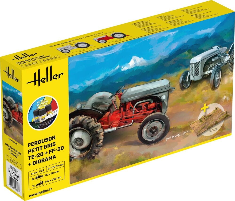 Zdjęcie główne produktu Ferguson Petit Gris 2 x + Diorama 1:24 Heller 52326 STARTER KIT