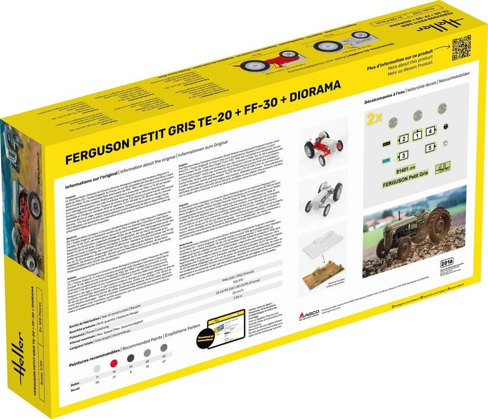 Zdjęcie dodatkowe produktu Ferguson Petit Gris 2 x + Diorama 1:24 Heller 52326 STARTER KIT