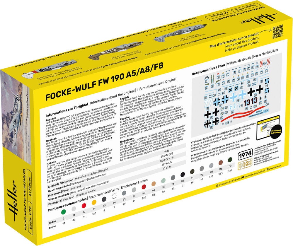 Zdjęcie dodatkowe produktu FW 190 A5/A8/F8 1:72 Heller 56235 STARTER KIT