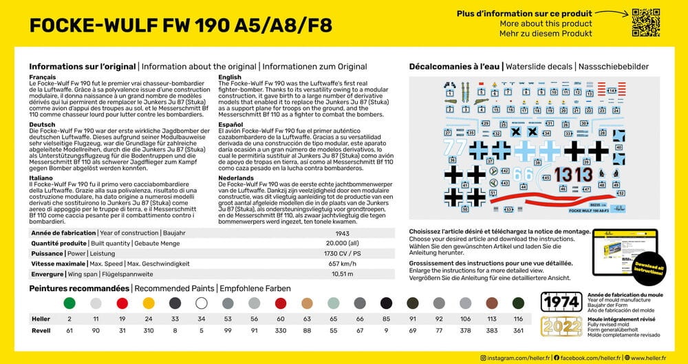 Zdjęcie dodatkowe produktu FW 190 A5/A8/F8 1:72 Heller 56235 STARTER KIT