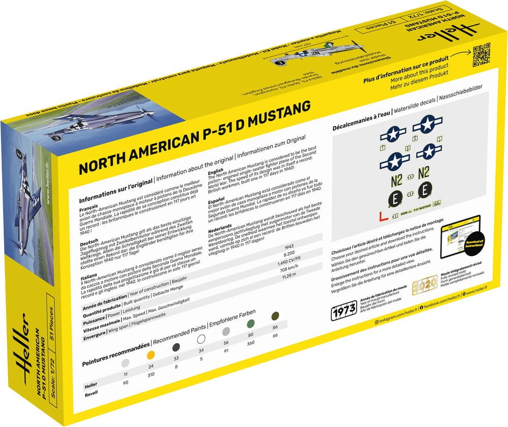 Zdjęcie dodatkowe produktu P-51 Mustang 1:72 STARTER KIT Heller 56268