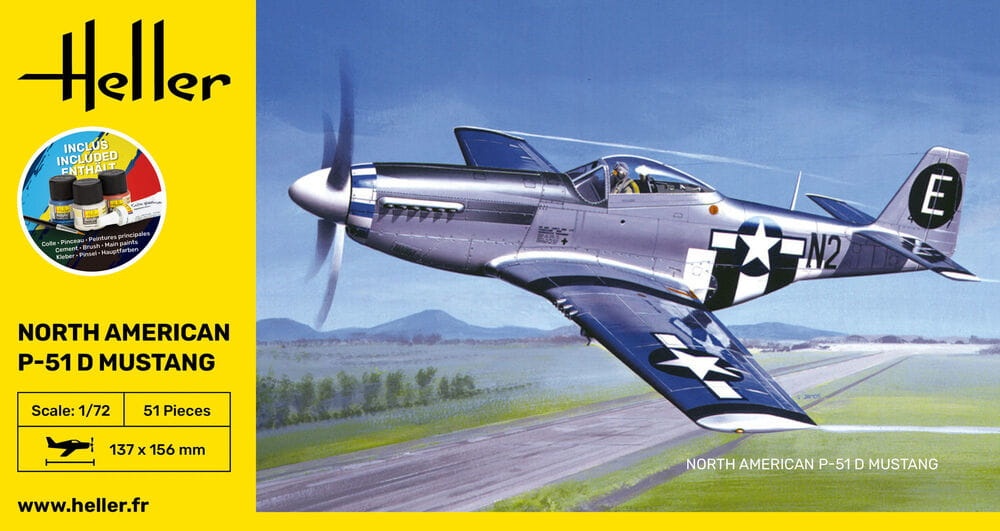 Zdjęcie dodatkowe produktu P-51 Mustang 1:72 STARTER KIT Heller 56268