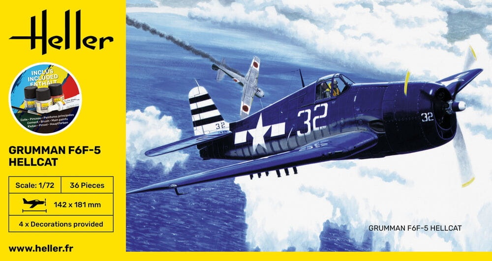 Zdjęcie dodatkowe produktu F6F Hellcat 1:72 STARTER KIT Heller 56272