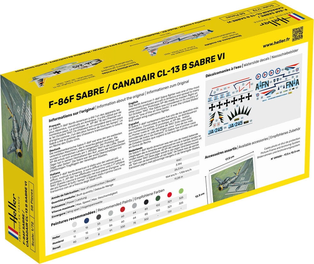 Zdjęcie dodatkowe produktu F-86F SABRE/CANADAIR CL-13 B Sabre VI 1:72 Heller 56277 STARTER KIT