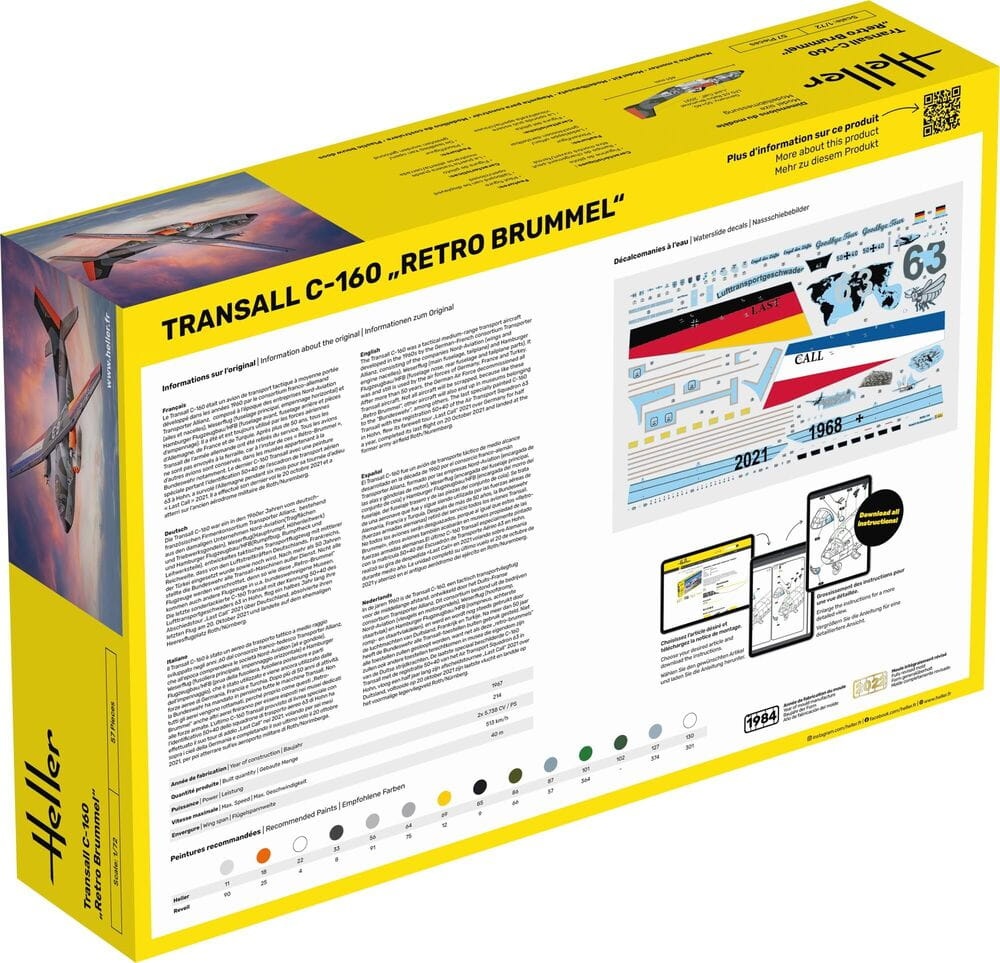 Zdjęcie dodatkowe produktu Transall C-160 Retro Brummel 1:72 Heller 56358 STARTER KIT