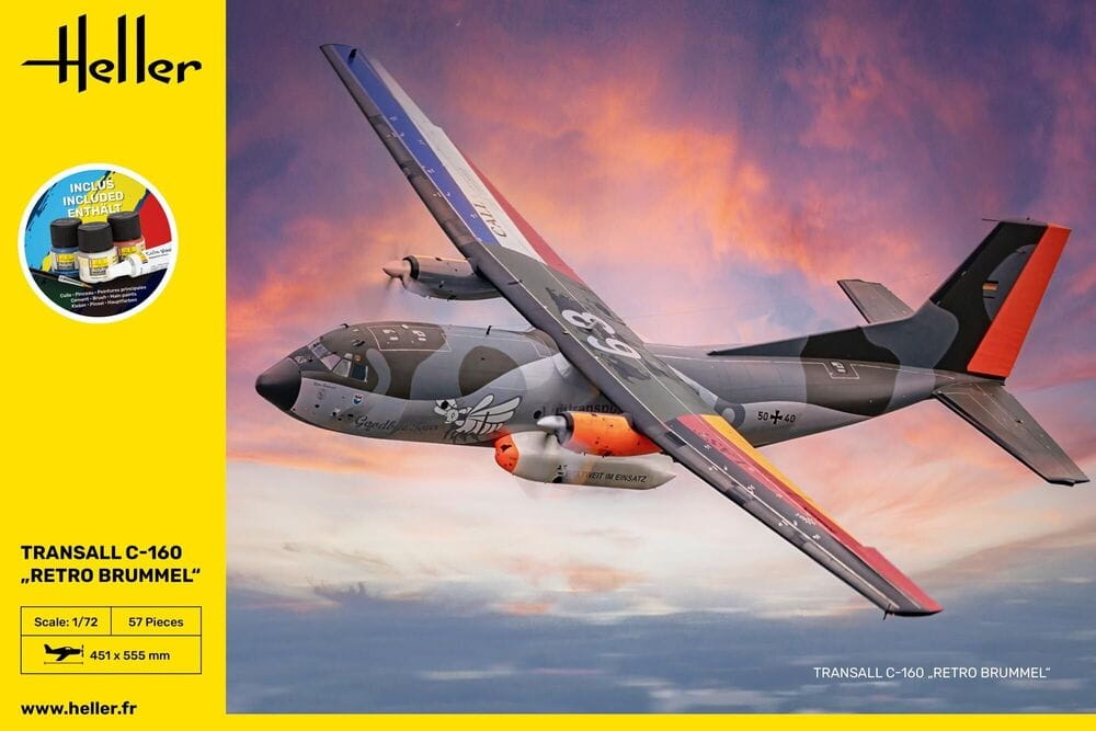 Zdjęcie dodatkowe produktu Transall C-160 Retro Brummel 1:72 Heller 56358 STARTER KIT