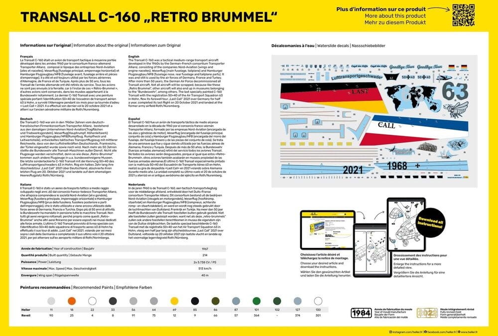 Zdjęcie dodatkowe produktu Transall C-160 Retro Brummel 1:72 Heller 56358 STARTER KIT