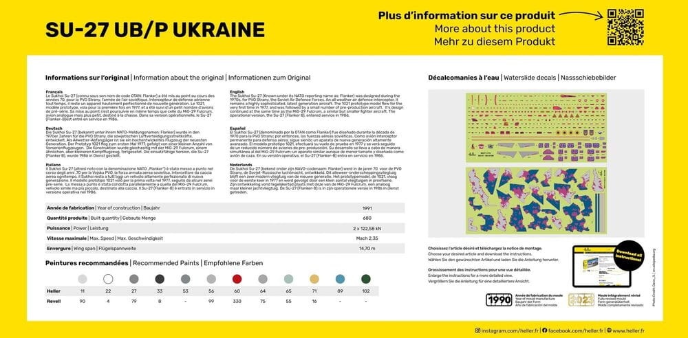 Zdjęcie dodatkowe produktu SU-27 UB/P Ukraine 1:72 Heller 56371 STARTER KIT