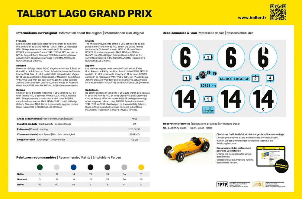 Zdjęcie dodatkowe produktu Talbot Lago Grand Prix 1:24 Heller 56721 STARTER KIT