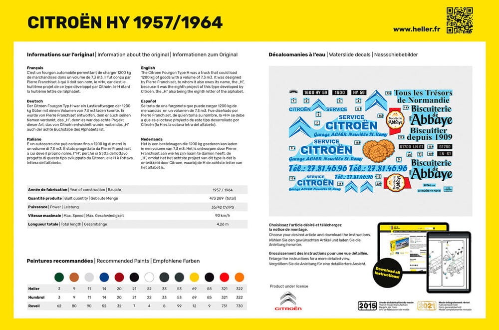 Zdjęcie dodatkowe produktu Citroen Type H 2 decorations 1:24 Heller 56744 STARTER KIT