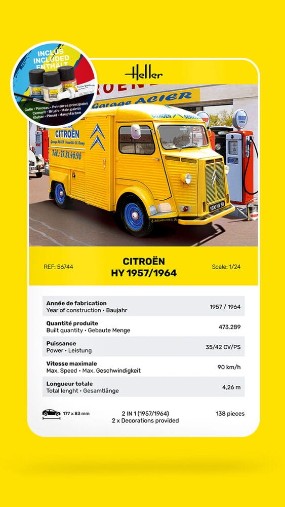 Zdjęcie dodatkowe produktu Citroen Type H 2 decorations 1:24 Heller 56744 STARTER KIT