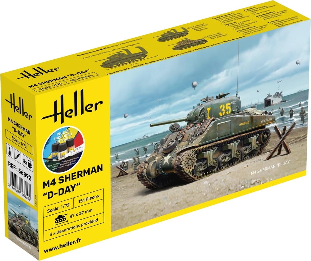 Zdjęcie główne produktu M4 Sherman D-Day 1:72 Heller 56892 STARTER KIT