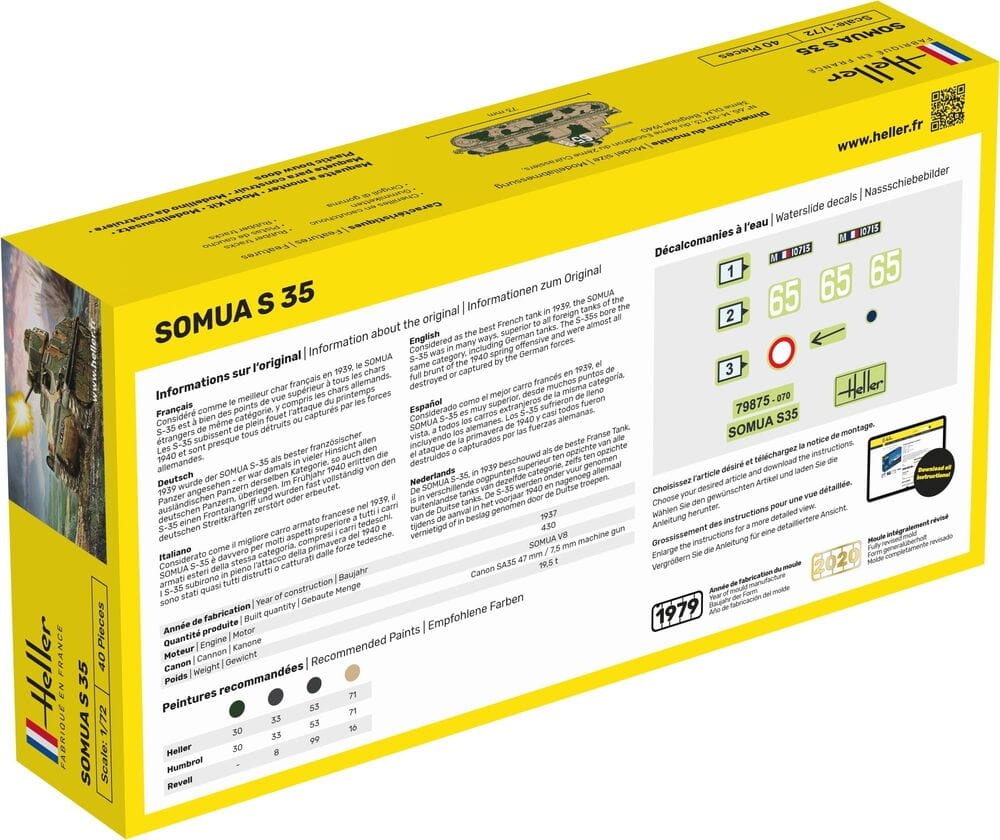 Zdjęcie dodatkowe produktu Somua S35 1:72 Heller 79875