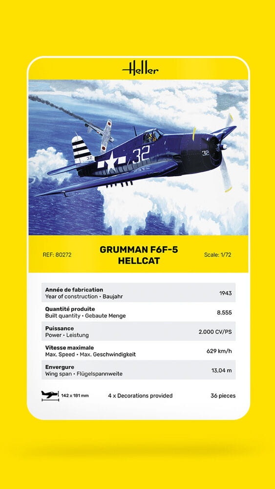 Zdjęcie dodatkowe produktu F6F Hellcat 1:72 Heller 80272