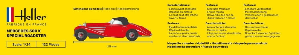 Zdjęcie dodatkowe produktu Mercedes 500 K Special Roadster 1:24 Heller 80710