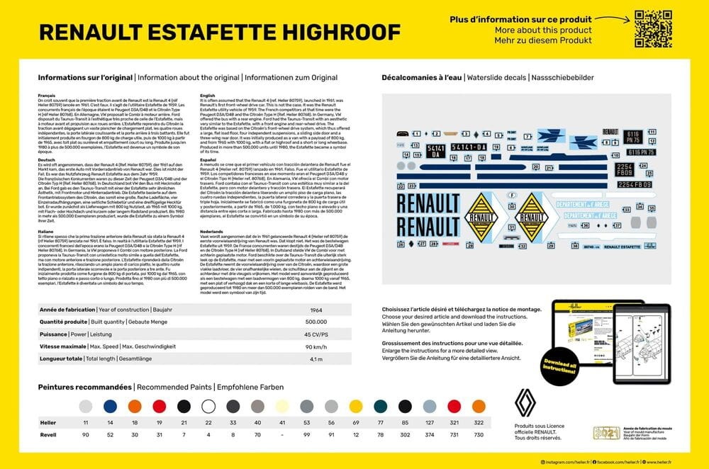 Zdjęcie dodatkowe produktu Renault Estafette Highroof 1:24 Heller 80740