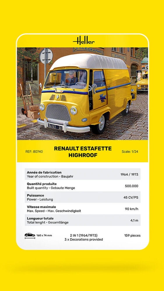 Zdjęcie dodatkowe produktu Renault Estafette Highroof 1:24 Heller 80740