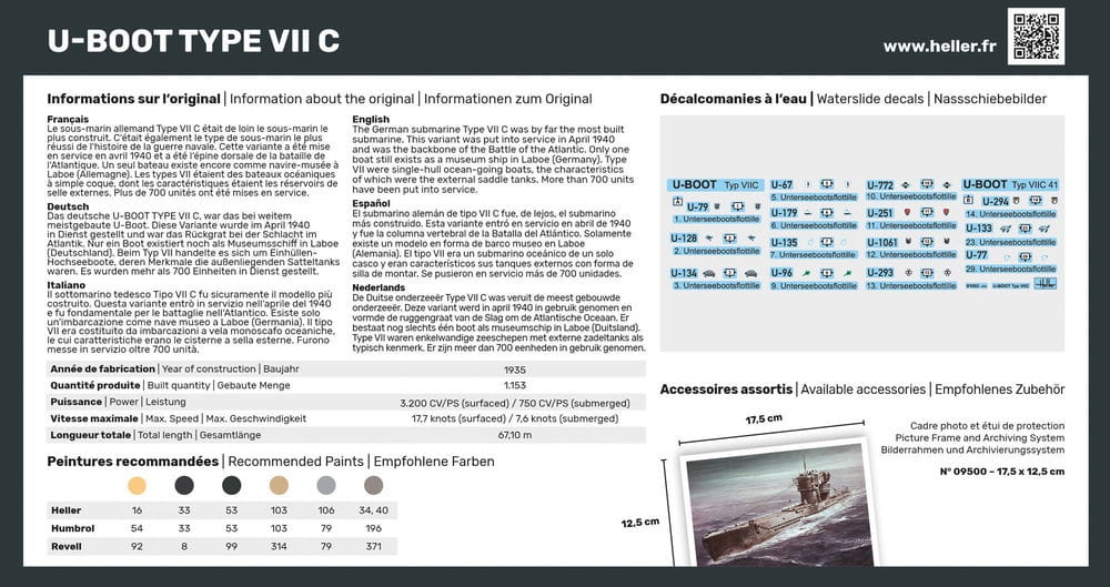 Zdjęcie dodatkowe produktu U-Boot Type VII C 1:400 Heller 81002