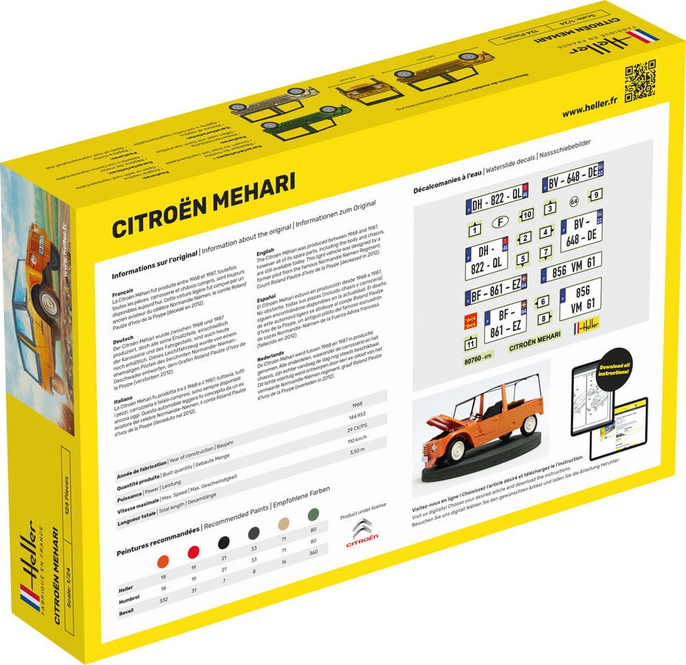 Zdjęcie dodatkowe produktu Citroen Mehari (Version 1) 1:24 Heller 56760 STARTER KIT