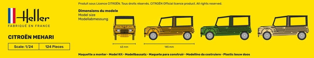 Zdjęcie dodatkowe produktu Citroen Mehari (Version 1) 1:24 Heller 56760 STARTER KIT