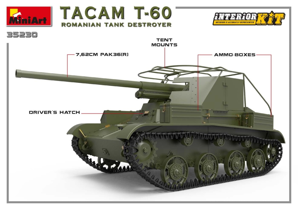 Zdjęcie dodatkowe produktu Tacam T-60 Romanian Tank Destroyer. Interior Kit 1:35 MiniArt 35230