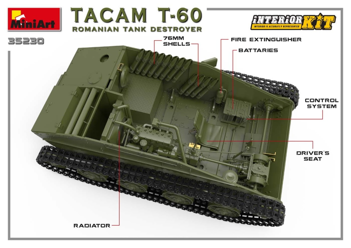 Zdjęcie dodatkowe produktu Tacam T-60 Romanian Tank Destroyer. Interior Kit 1:35 MiniArt 35230