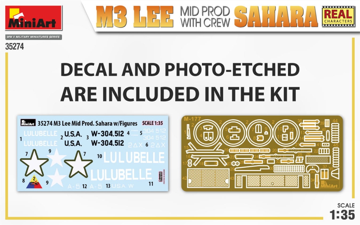 Zdjęcie dodatkowe produktu M3 Lee Mid Prod. Sahara W/crew 1:35 MiniArt 35274