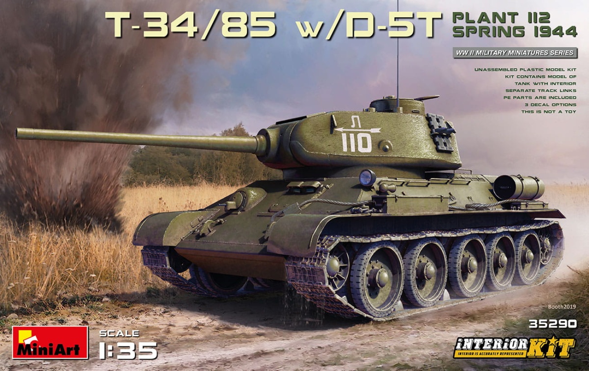 Zdjęcie główne produktu T-34/85 W/d-5t. Plant 112. Spring 1944. Interior Kit 1:35 MiniArt 35290