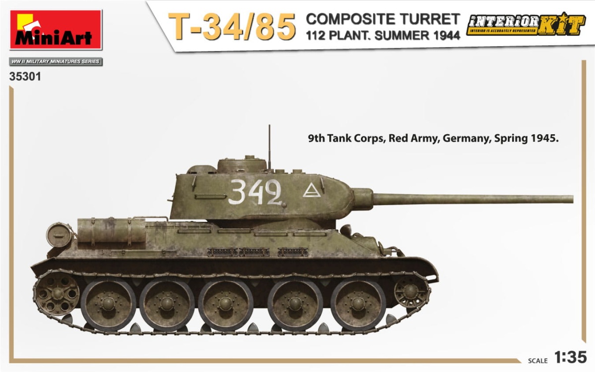 Zdjęcie dodatkowe produktu T-34/85 Composite Turret. 112 Plant. Summer 1944 Interior Kit 1:35 MiniArt 35301