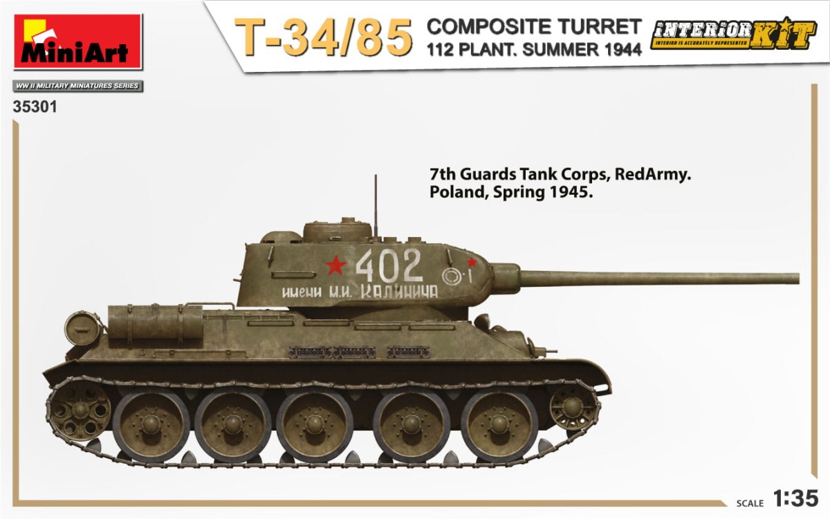 Zdjęcie dodatkowe produktu T-34/85 Composite Turret. 112 Plant. Summer 1944 Interior Kit 1:35 MiniArt 35301