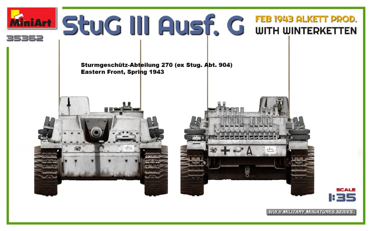 Zdjęcie dodatkowe produktu Stug Iii Ausf. G Feb 1943 Alkett Prod. With Winterketten 1:35 MiniArt 35362