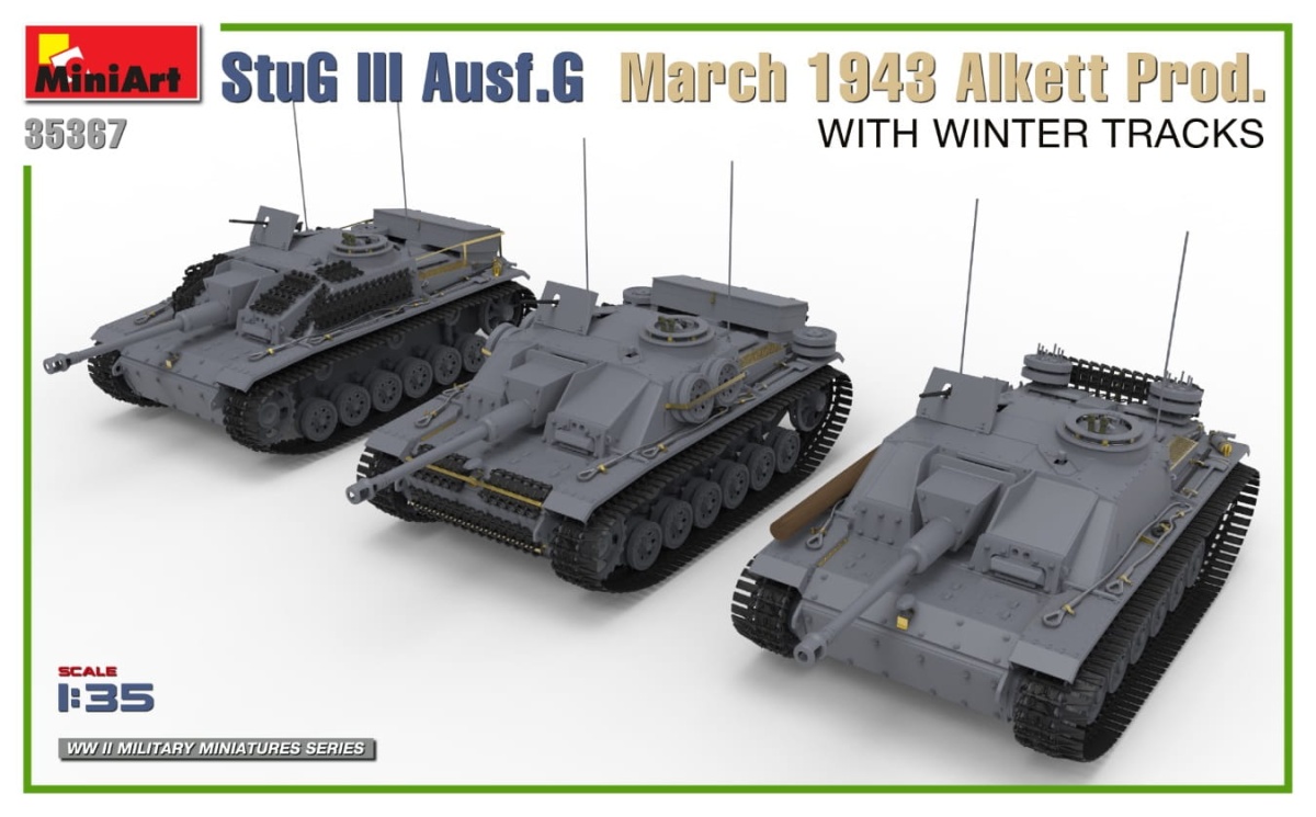 Zdjęcie dodatkowe produktu Stug Iii Ausf. G March 1943 Alkett Prod. With Winter Tracks. Interior Kit 1:35 MiniArt 35367