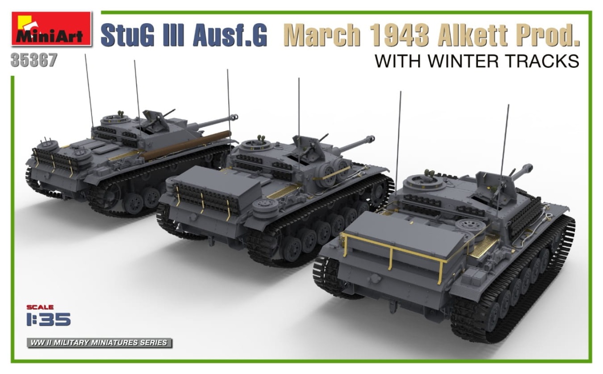 Zdjęcie dodatkowe produktu Stug Iii Ausf. G March 1943 Alkett Prod. With Winter Tracks. Interior Kit 1:35 MiniArt 35367