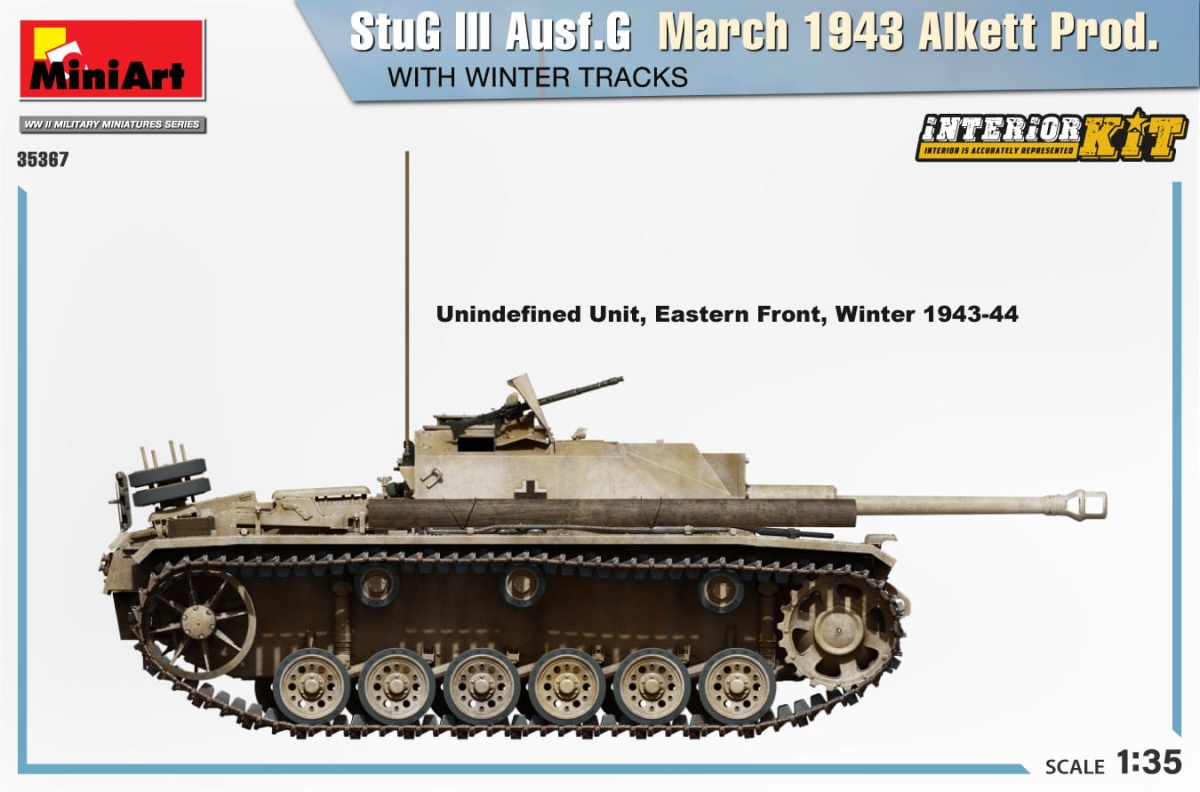 Zdjęcie dodatkowe produktu Stug Iii Ausf. G March 1943 Alkett Prod. With Winter Tracks. Interior Kit 1:35 MiniArt 35367