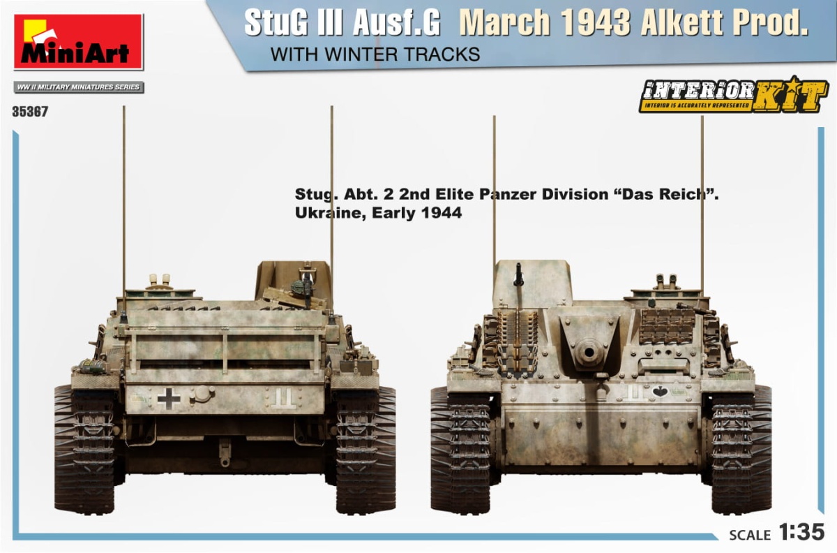 Zdjęcie dodatkowe produktu Stug Iii Ausf. G March 1943 Alkett Prod. With Winter Tracks. Interior Kit 1:35 MiniArt 35367