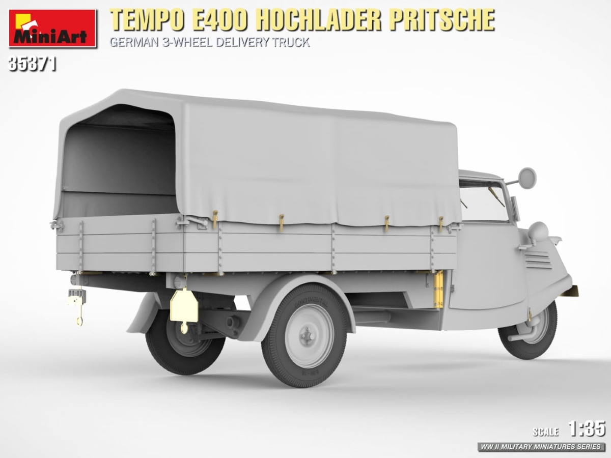 Zdjęcie dodatkowe produktu Tempo E400 Hochlader Pritsche. German 3-wheel Delivery Truck 1:35 MiniArt 35371