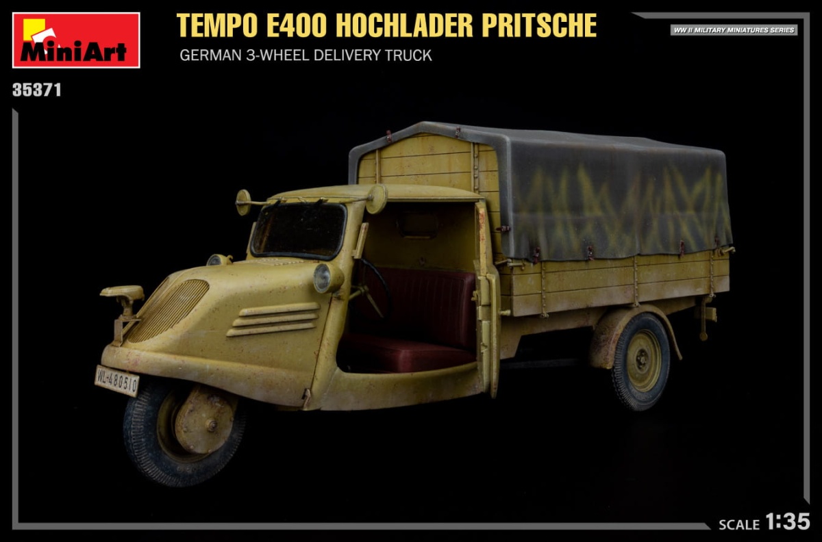 Zdjęcie dodatkowe produktu Tempo E400 Hochlader Pritsche. German 3-wheel Delivery Truck 1:35 MiniArt 35371