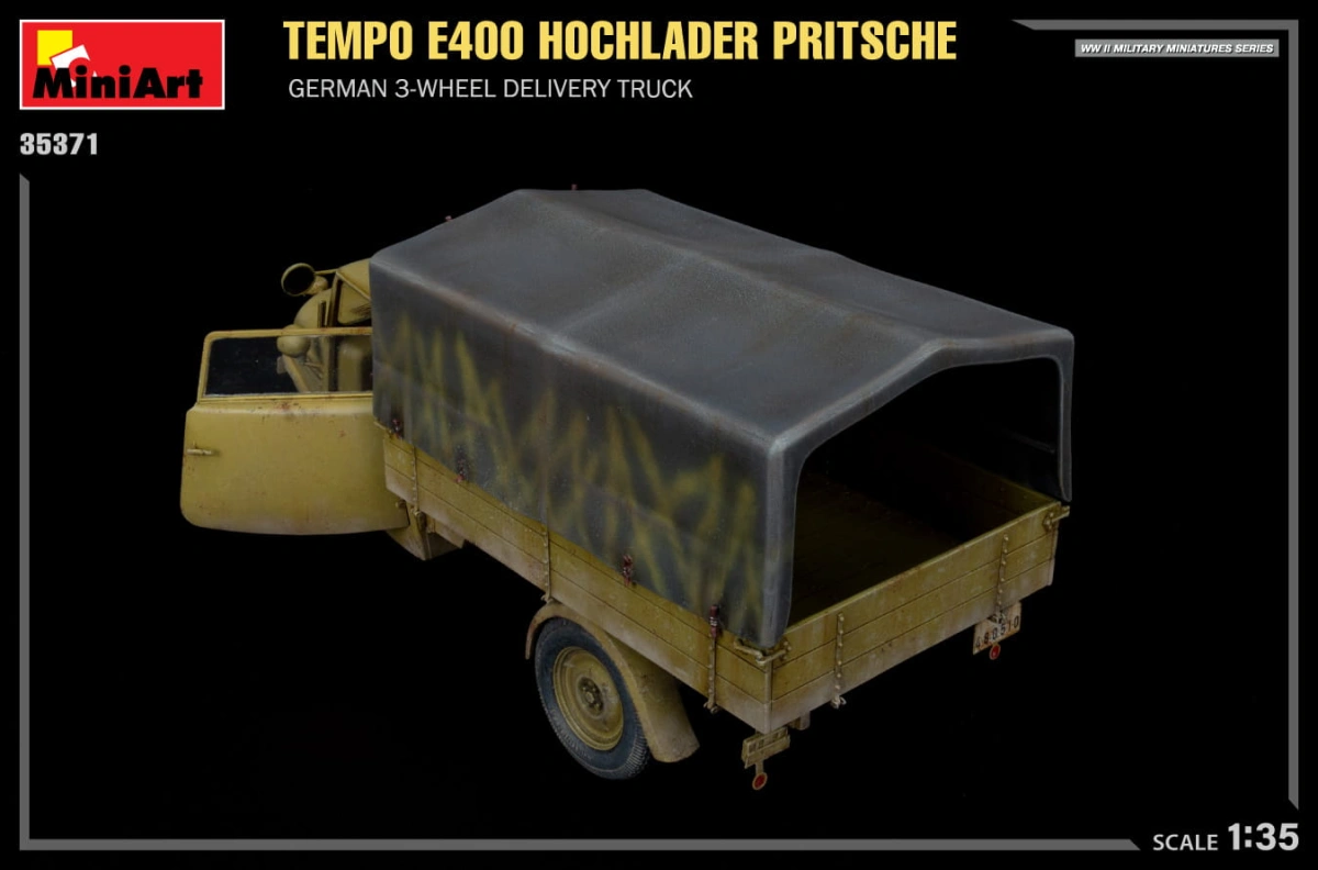 Zdjęcie dodatkowe produktu Tempo E400 Hochlader Pritsche. German 3-wheel Delivery Truck 1:35 MiniArt 35371