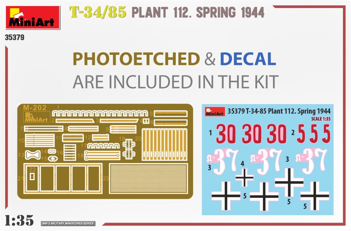 Zdjęcie dodatkowe produktu T-34/85 Plant 112. Spring 1944 1:35 MiniArt 35379