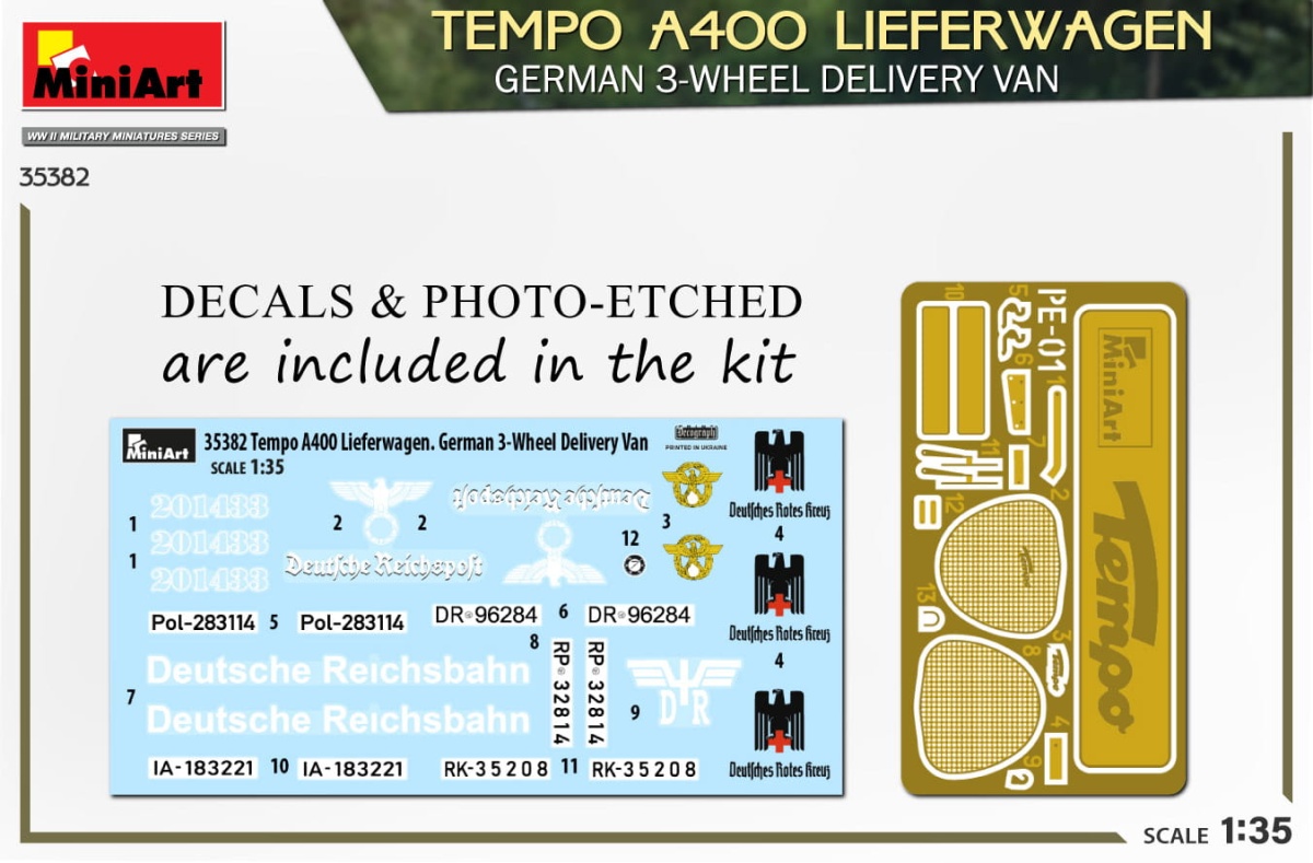 Zdjęcie dodatkowe produktu Tempo A400 Lieferwagen. German 3-wheel Delivery Van 1:35 MiniArt 35382