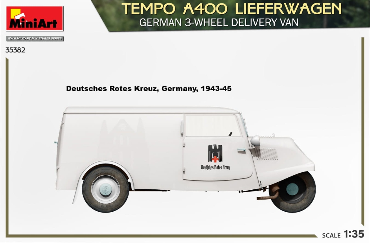 Zdjęcie dodatkowe produktu Tempo A400 Lieferwagen. German 3-wheel Delivery Van 1:35 MiniArt 35382