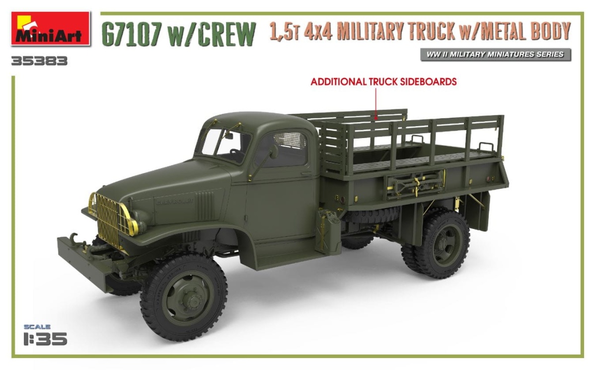 Zdjęcie dodatkowe produktu G7107 W/crew 1,5t 4x4 Cargo Truck W/metal Body 1:35 MiniArt 35383