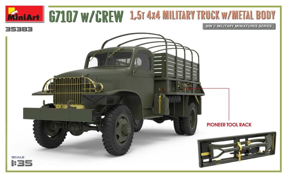 Zdjęcie dodatkowe produktu G7107 W/crew 1,5t 4x4 Cargo Truck W/metal Body 1:35 MiniArt 35383