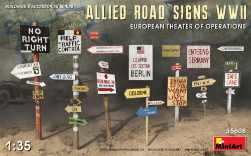 Allied Road Signs Wwii. European Theatre Of Operations 1:35 MiniArt 35608