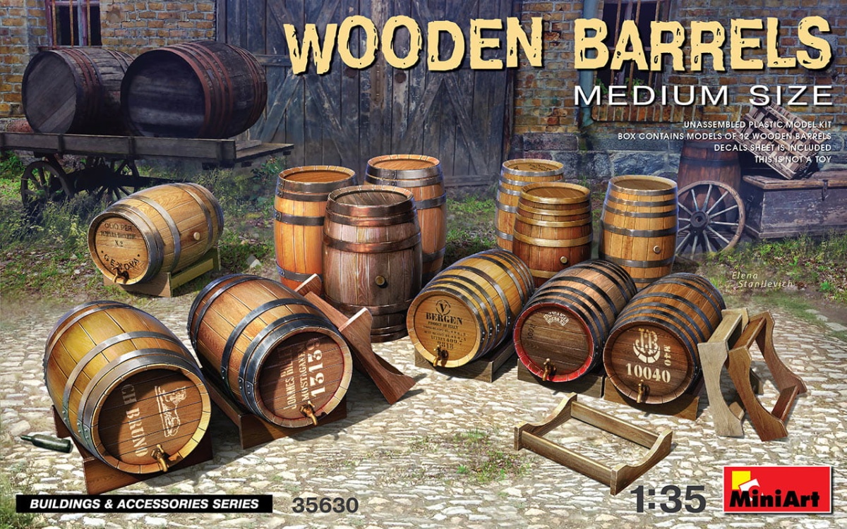 Zdjęcie główne produktu Wooden Barrels. Medium Size 1:35 MiniArt 35630