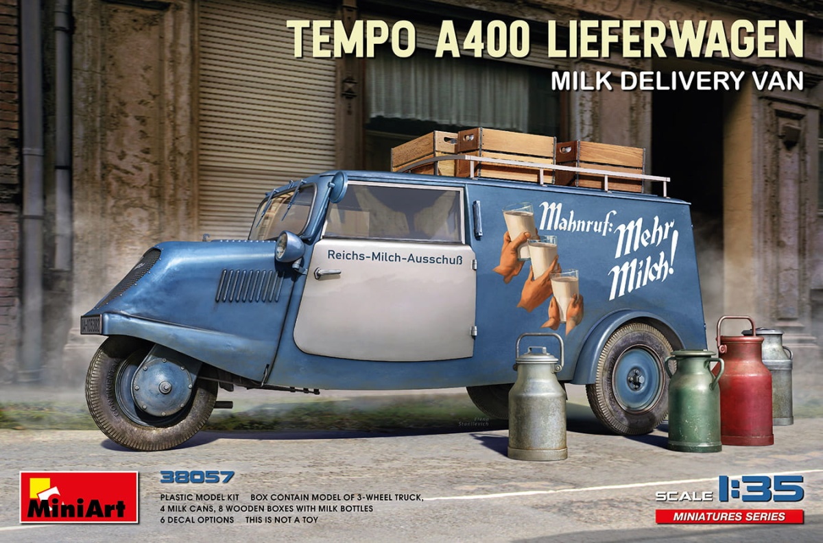 Zdjęcie główne produktu Tempo A400 Lieferwagen. Milk Delivery Van 1:35 MiniArt 38057