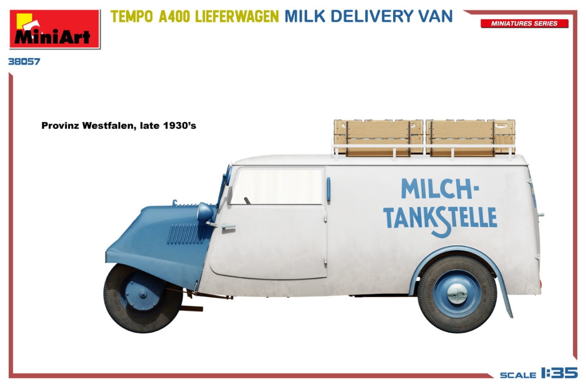 Zdjęcie dodatkowe produktu Tempo A400 Lieferwagen. Milk Delivery Van 1:35 MiniArt 38057