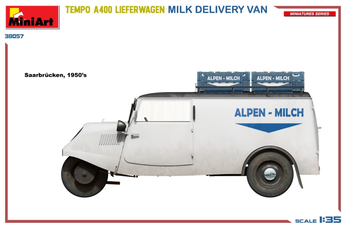Zdjęcie dodatkowe produktu Tempo A400 Lieferwagen. Milk Delivery Van 1:35 MiniArt 38057