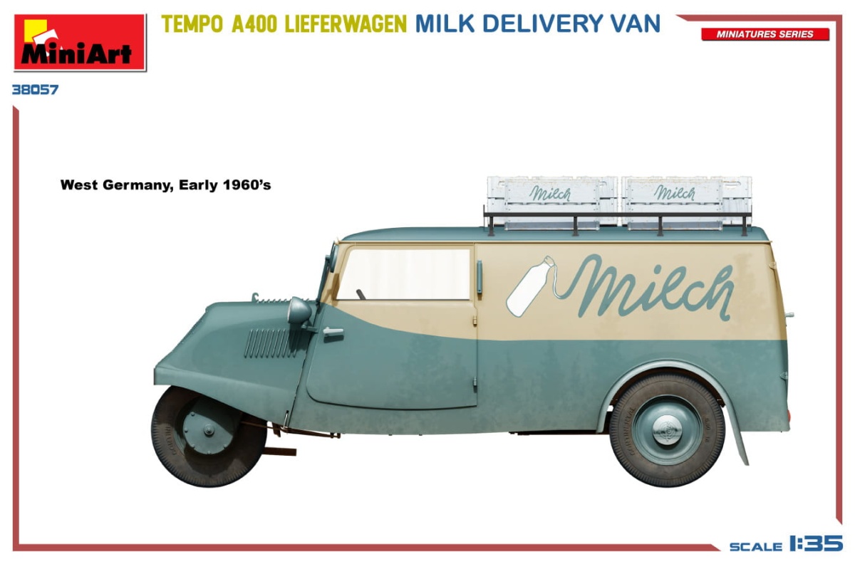 Zdjęcie dodatkowe produktu Tempo A400 Lieferwagen. Milk Delivery Van 1:35 MiniArt 38057