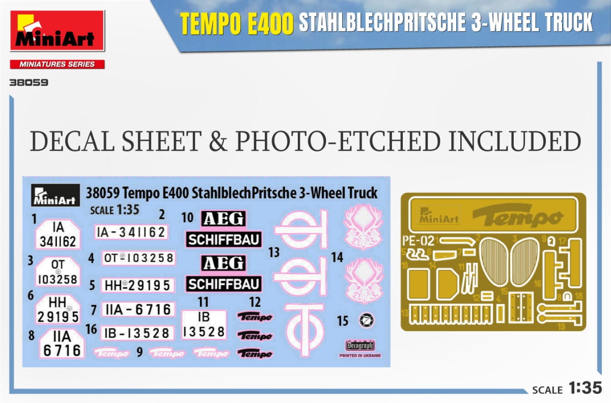 Zdjęcie dodatkowe produktu Tempo E400 Stahlblechpritsche 3-wheel Truck 1:35 MiniArt 38059